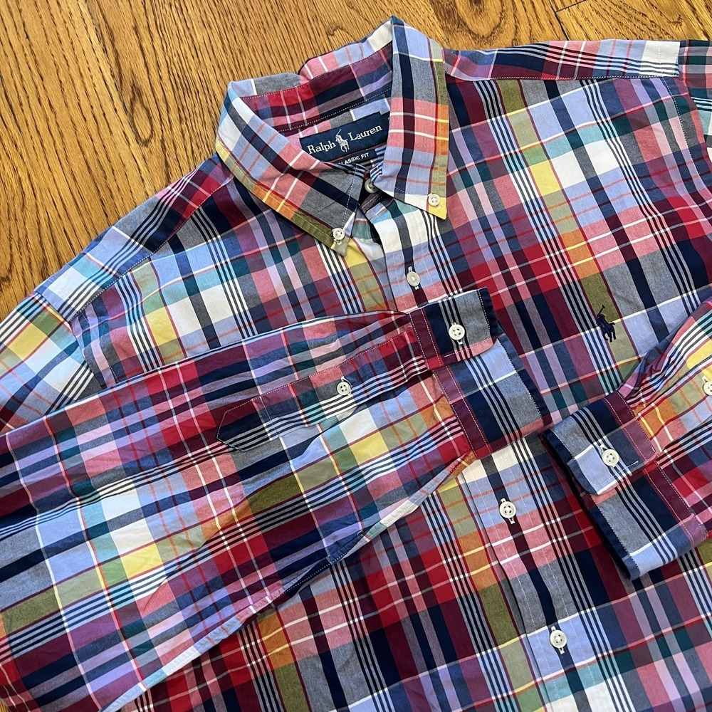 Polo Ralph Lauren Plaid Button Down Shirt Mens XL Classic Fit Long Sleeve Multi